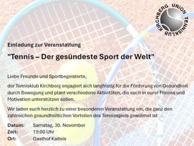 Einladung zur Veranstaltung "Tennis – Der gesündeste Sport der Welt"